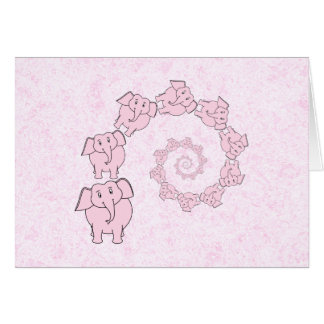 Spirale des éléphants roses. Fond rose
