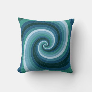 Spirale hypnotisante en Oreiller bleu et vert