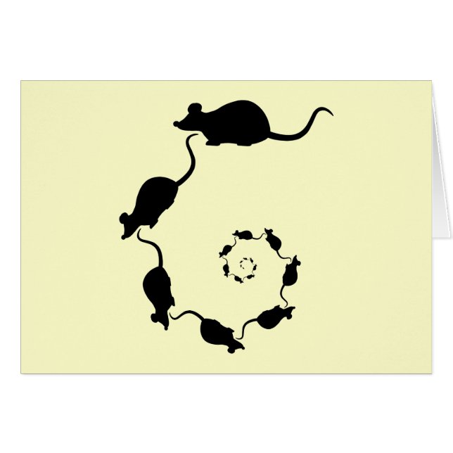 Spirale mignonne de souris. Souris noires sur la (Devant Horizontal)