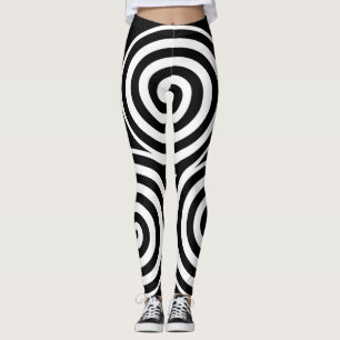 Spirale noire et blanche Nom personnalisé Leggings