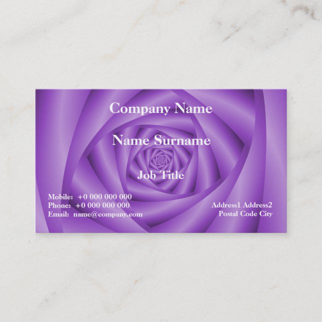 Spirale violet Carte de visite classique (Devant)