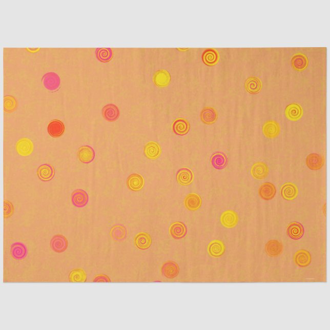 Spirales de points orange en papier de soie torsad (Recto)