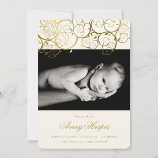 Spirales d'or Nouveau Faire-part de naissance phot