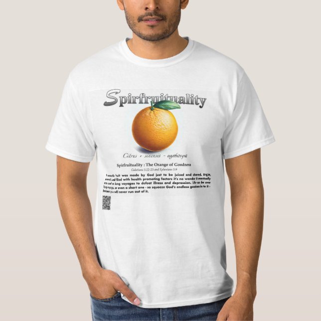 Spirfruitualité : Le T-Shirt Orange de la Bonté (Devant)