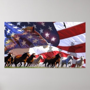 Spirit of Freedom Cowboy Chevaux de l'Ouest Poster