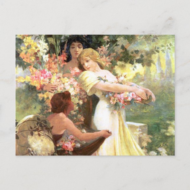 Spirit of Spring Carte postale nuptiale Art Nouvea (Devant)