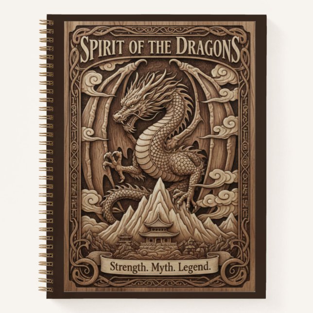 Spirit of the Dragons Mythic Wood Carved Journal (Devant)
