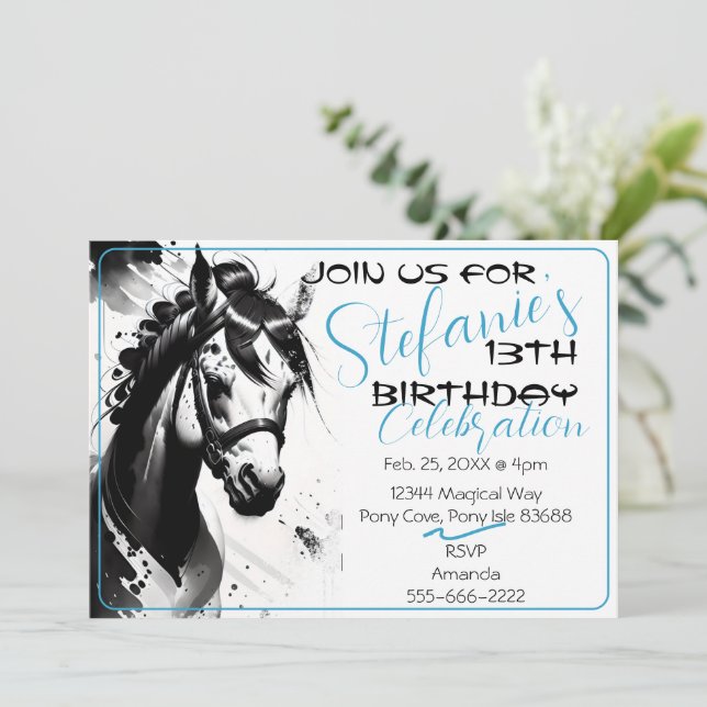Spirit Pony 8 Anniversaire Invitation (Debout devant)