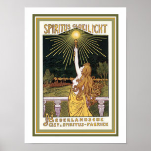 Spiritus Gloelicht Poster publicitaire Art Nouveau