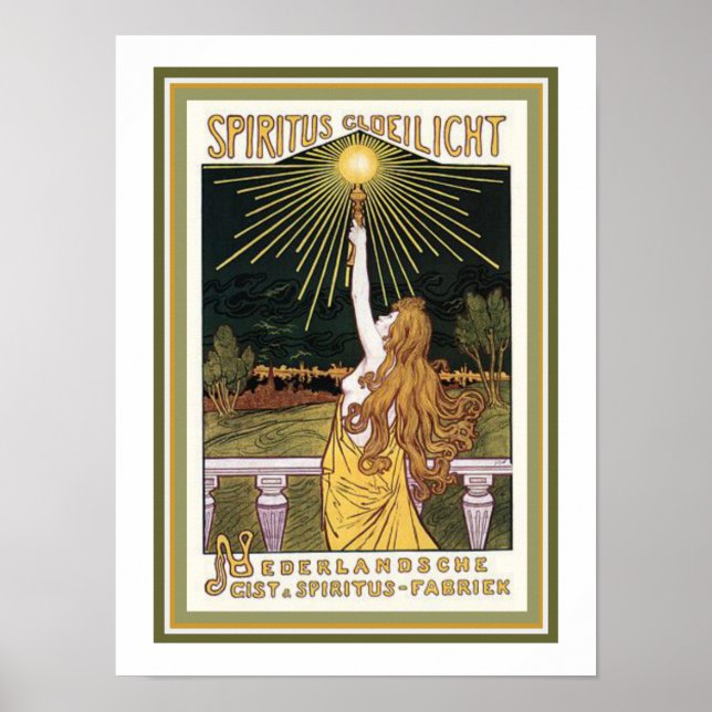 Spiritus Gloelicht Poster publicitaire Art Nouveau (Devant)
