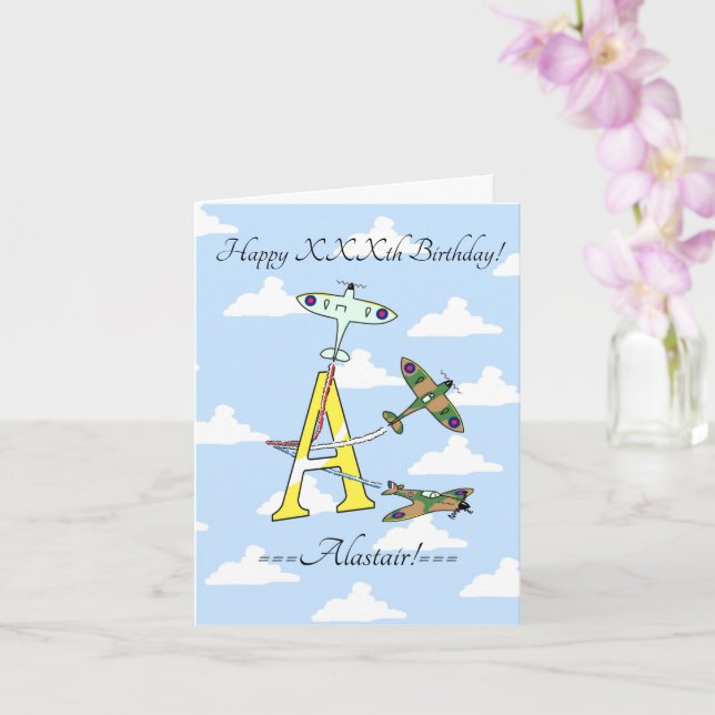 Spitfires Ciel Bleu Une Carte D'anniversaire (Orchidée)