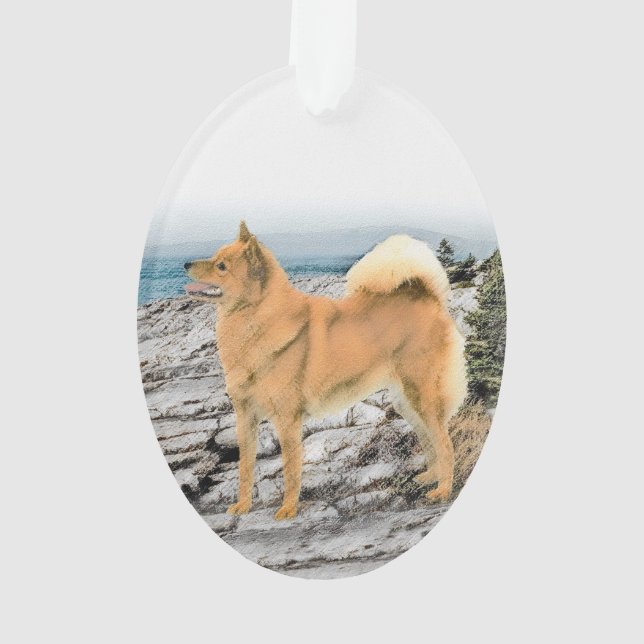 Spitz finlandais à Seashore Peinture - Chien Art (dos)