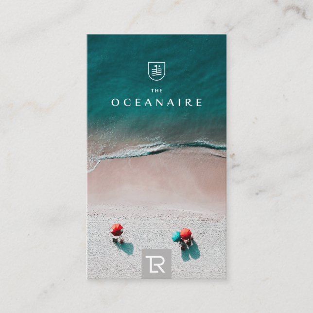 Splash Beach Scene Carte de visite Logo QRCODE (Devant)