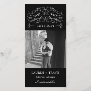 Splendid Swirls Save the Date Carte photo - Noir
