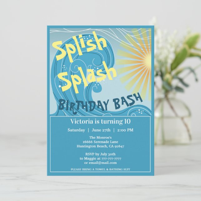 Splish Splash Anniversaire Bash Party Invitation (Debout devant)