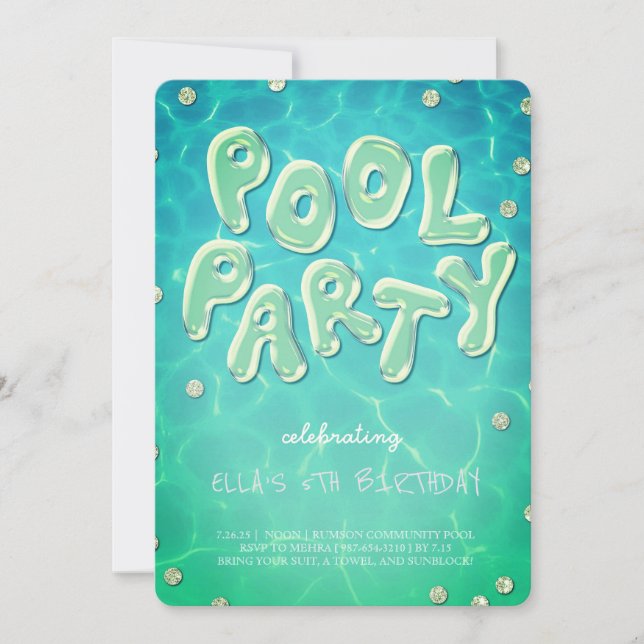 Splish Splash Birthday Bash Pool Party Invitation (Devant)