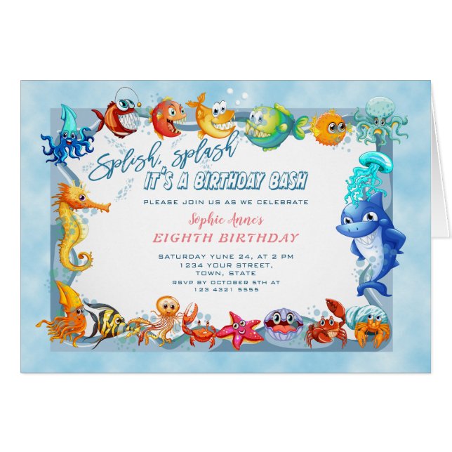 Splish Splash Girl Unique Huitième piscine Anniver (Devant horizontal)