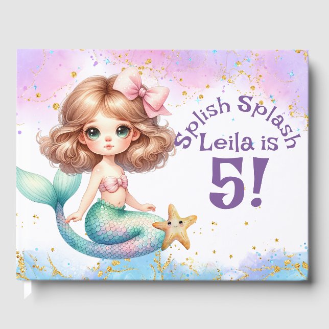 Splish Splash Mermaid Party Anniversaire Livre d'i (Recto)