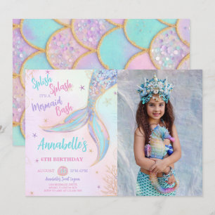 Splish Splash Sirène Anniversaire Photo Invitation