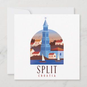 Split Croatie Dalmatie Carte de voeux Vintage