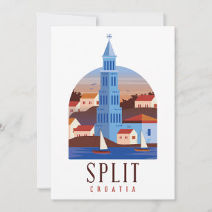 Split Croatie Dalmatie Carte Vintage d'invitation