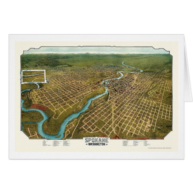 Spokane, carte panoramique de WA - 1905 (Devant horizontal)