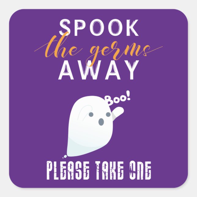 Spook les germes loin Halloween violet autocollant (Devant)
