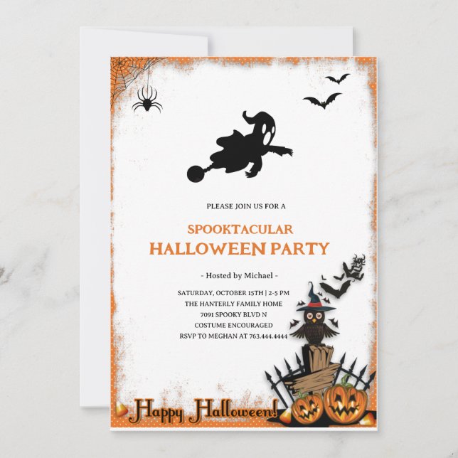 Spooktacular Ghost Halloween Party Invitation (Devant)