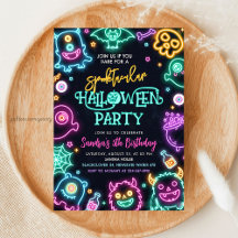 Spooktacular Neon Halloween Invitation Anniversair