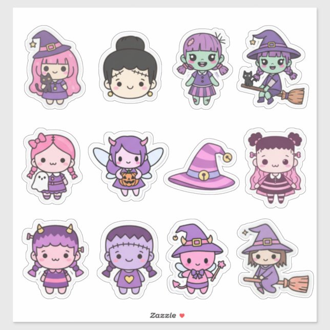 Spooktaturar ! Kawaii Halloween Chibi Sticker Coll (Feuille)