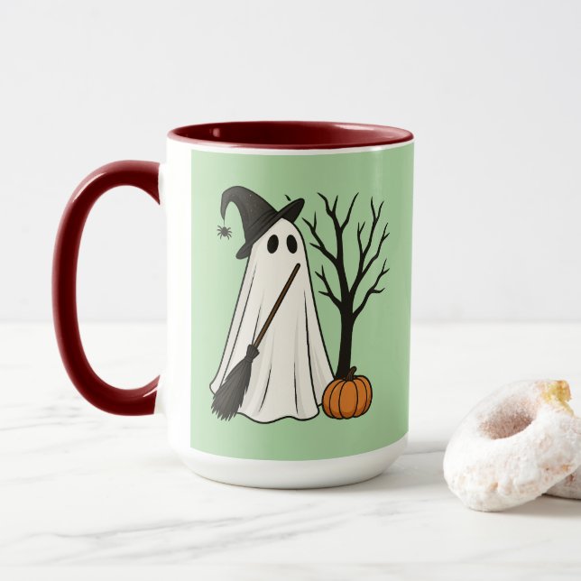 Spooky But Adorable | Cute Ghost Halloween Mug (Avec donut)