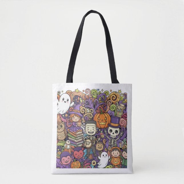 Spooky Halloween Doodle Tote Bag  (Devant)