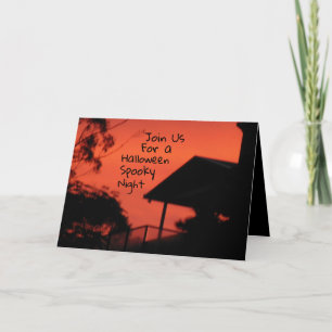 Spooky Image of House >Halloween Invitation Card