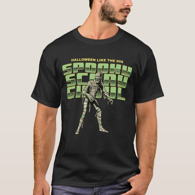 Spooky Scary Ghoul 90s Halloween T-Shirt (Devant)