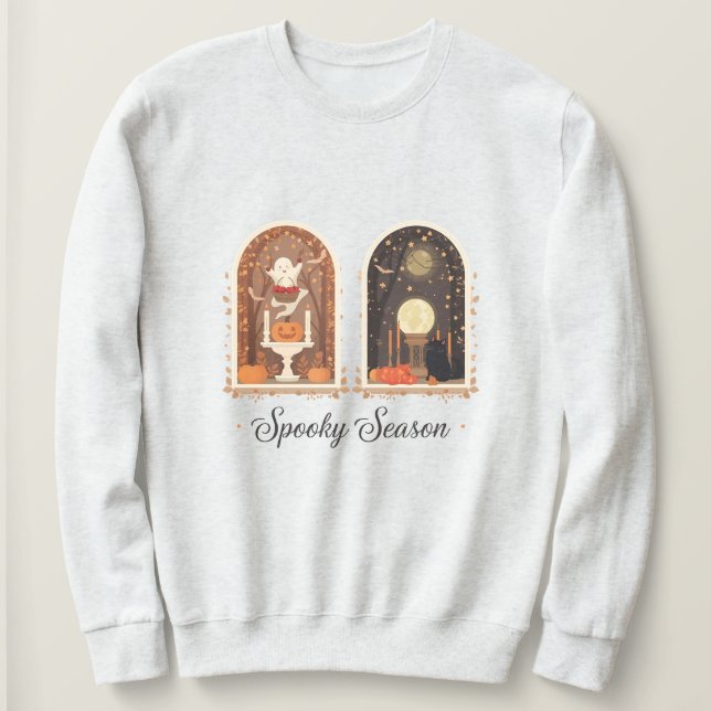 Spooky Season Sweatshirt | Cute Ghost & Pumpkin  (Design devant)