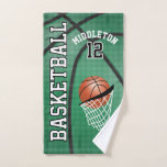 Sport 🏀 basket-ball sur Arrière - plan vert<br><div class="desc">Serviette De Bain. Sport Basketball en vert prêt pour vous à personnaliser. Vous avez besoin d'une autre couleur ou de l'ensemble de la serviette de bain ? Contactez-moi par l'intermédiaire de mon magasin ou mon email direct est ci-dessous. Le cadeau idéal pour un joueur de basket. ⭐ Ce Produit est...</div>