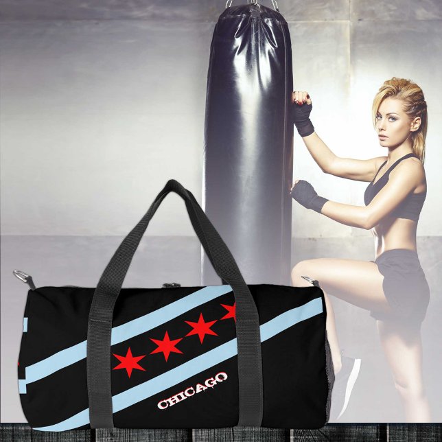 Sport Chicago sac de voyage, mode noir, drapeau de Chica (Créateur téléchargé)