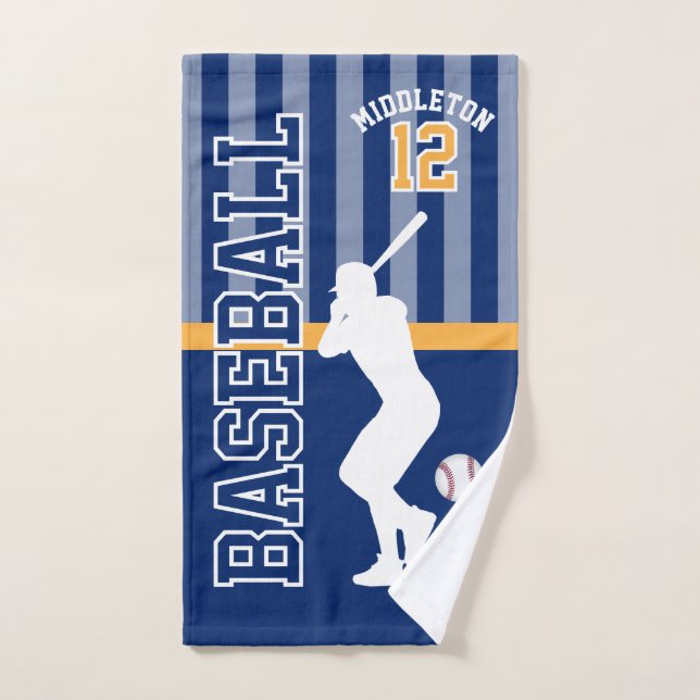 Sport de baseball en bleu foncé et or (Serviette à main)