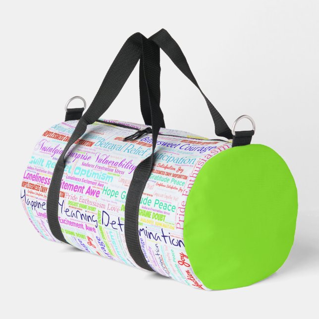 Sport Émotions de salade de mots, Sentiments Duffin sac (Coin gauche)