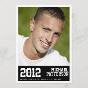 Sport Guy Photo Graduation Party Invitation noire
