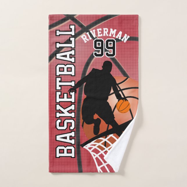 Sport 🏀 Joueur de basket-ball - Rouge (Serviette à main)