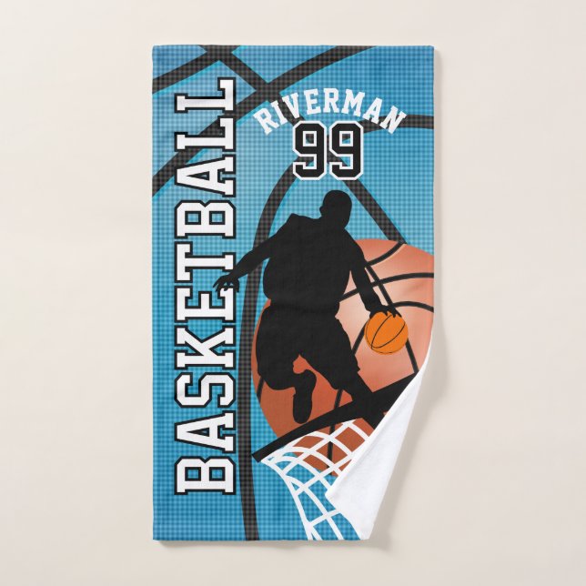 Sport 🏀 joueur de basket-ball sur Baby Blue (Serviette à main)