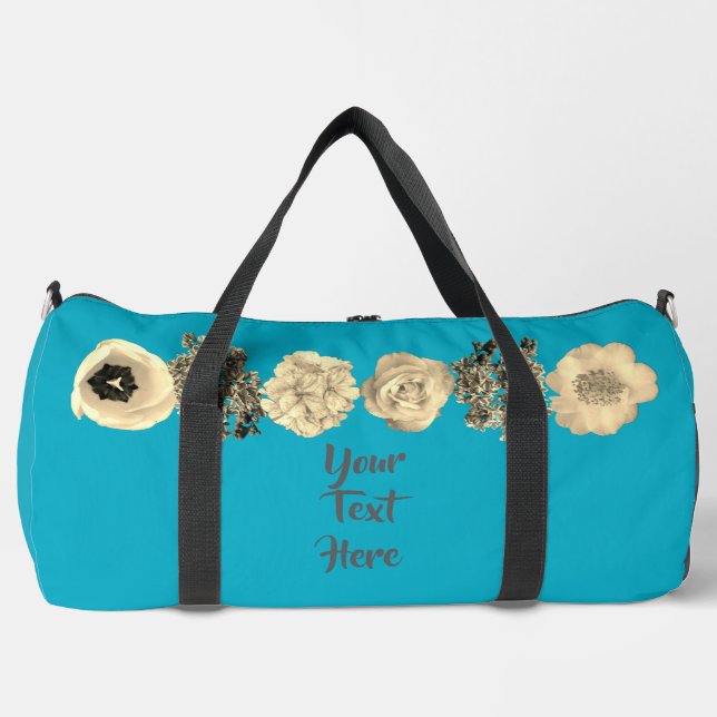 Sport Sac à coudre imprimé de fleurs sarcelle (Recto)