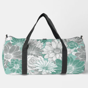 Sport Sac à duffel fleuri vert de taille Vintage