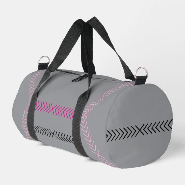 Sport Sac de voyage moderne argent rayé rose (Coin gauche)