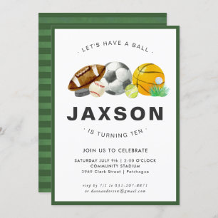 Sports À Thème Anniversaire Fête Invitation