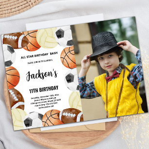 Sports Anniversaire Invitations avec photo