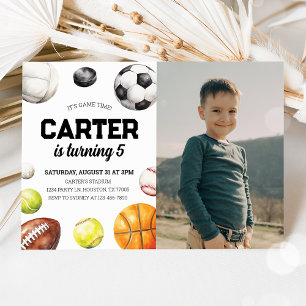 Sports Anniversaire Photo Invitation