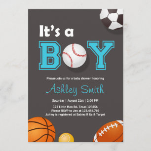 Sports Baby shower invitation C'est un garçon Bleu