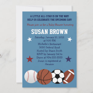 Sports Balls Toutes Étoile Baby shower Invitation